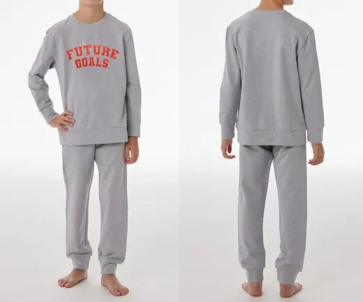 SCHIESSER Jungen Schlafanzug lang Sweatware - Grau meliert SCHIESSER Jungen Schlafanzug lang Sweatware - Grau meliert