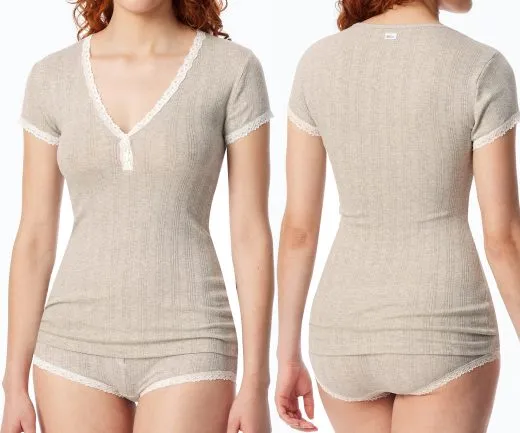 SCHIESSER Damen Shirt 1/2 Agathe - Grau meliert